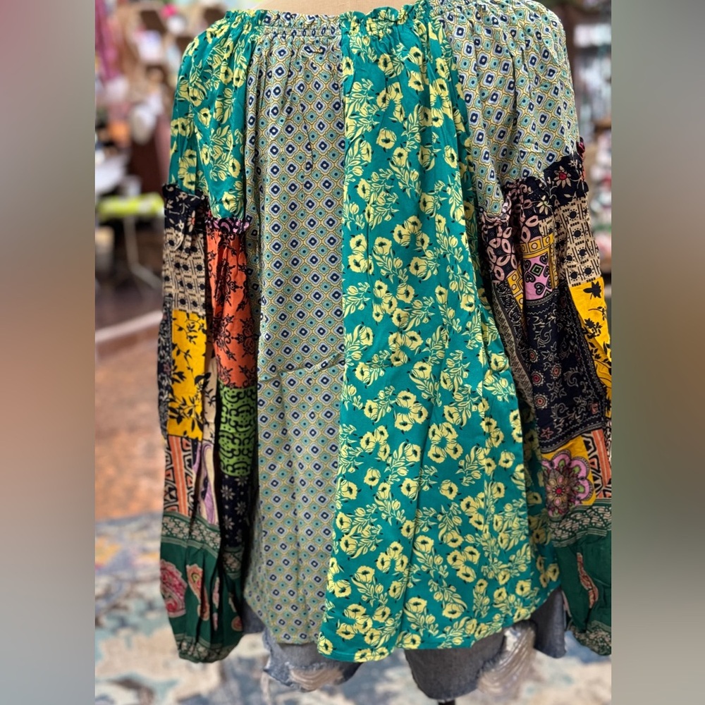 Easel Multicolor Patchwork Blouse - image 3